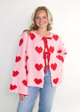 Load image into Gallery viewer, LovLov Sweetheart Tie Front Cardigan in Rose Pink
