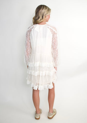 BaeVely Floral Print Mini Dress in Cream