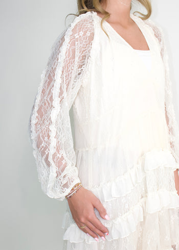 BaeVely Floral Print Mini Dress in Cream