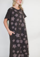 BlueVelvet Star Patch Maxi Dress in Black