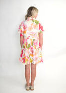 Easel Tropical Floral Dress in Vanilla Fuchsia
