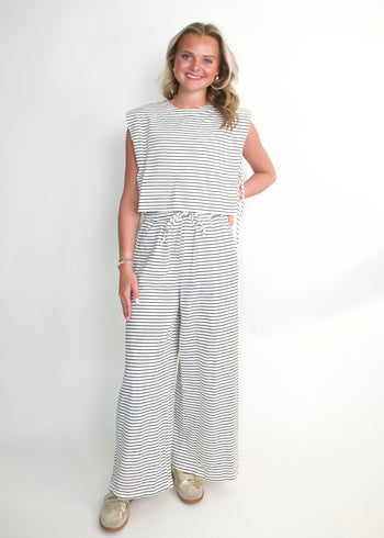 NoaBoa CROPPED Striped Open Side Top in Ivory/Black