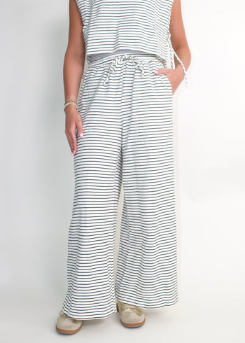 NoaBoa Striped Wide Leg Pants in Ivory/Black