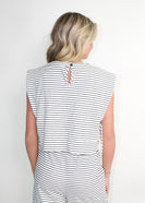 NoaBoa CROPPED Striped Open Side Top in Ivory/Black