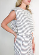 NoaBoa CROPPED Striped Open Side Top in Ivory/Black