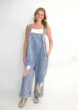 Load image into Gallery viewer, Easel OVERSIZED Corduroy Flower Patched Overalls in Denim
