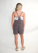 Load image into Gallery viewer, Easel Mineral Washed Short Gauze Romper in Ash
