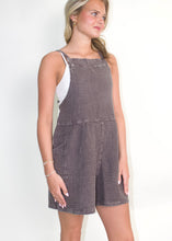 Load image into Gallery viewer, Easel Mineral Washed Short Gauze Romper in Ash
