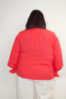 STITCH & Co. Ruffled and Smocked Detailed Top in Red