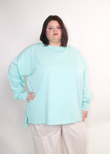 STITCH & Co OVERSIZED Mineral Washed Top in Washed Aqua