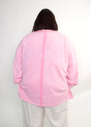 STITCH & Co OVERSIZED Mineral Washed Top in Washed BubbleGum Pink