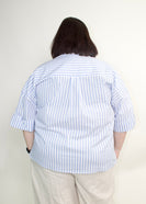 STITCH & Co. Vertical Stripe Poplin Top in Blue Stripe