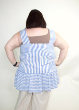 Load image into Gallery viewer, STITCH &amp; Co. Striped Peplum Top in Blue White Stripe

