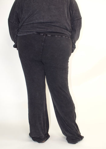 STITCH & Co. Ribbed Knit Pants in Washed Charcoal