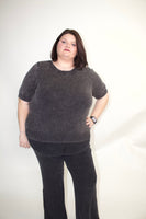 STITCH & Co Lightweight Knit Sweater Top in Washed Black