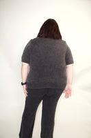 STITCH & Co Lightweight Knit Sweater Top in Washed Black