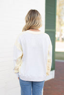 FATE Contrasting Color Block Sweatshirt in Heather Grey Soft Yellow