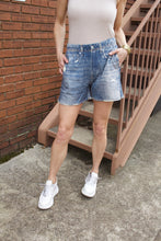 Load image into Gallery viewer, FATE Faux Denim Print French Terry Knit Shorts in Denim Blue
