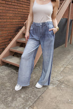Load image into Gallery viewer, FATE Faux Denim Print French Terry Knit Pants in Denim Blue
