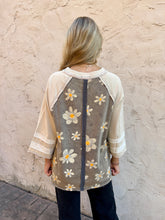 Load image into Gallery viewer, Easel Terry Knit Flower Print Top in Ash
