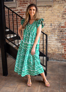 Jodifl Emerald Coast Printed Midi Dress in Kelly Green