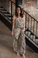 Davi & Dani Denim Fitted Top Jumpsuit in Camouflage