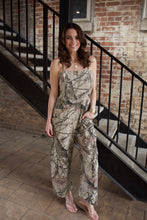 Load image into Gallery viewer, Davi &amp; Dani Denim Fitted Top Jumpsuit in Camouflage
