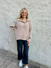 Load image into Gallery viewer, Easel Mineral Washed Ribbed Pullover Top in Mocha
