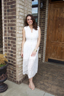 FATE Front Zip Lace Midi Dress in Cream