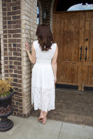 FATE Front Zip Lace Midi Dress in Cream