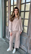 Easel Mineral Washed Ribbed Pants in Mocha (PANTS ONLY) FINAL SALE
