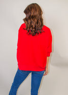BiBi Americana Patched Front French Terry Top in Red