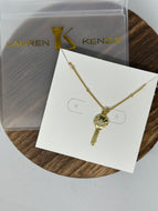 Lauren Kenzie CZ Diamond Key Necklace in Gold