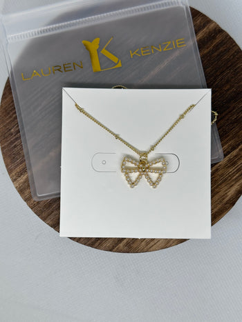 Lauren Kenzie "KATE" Bow Necklace in Gold