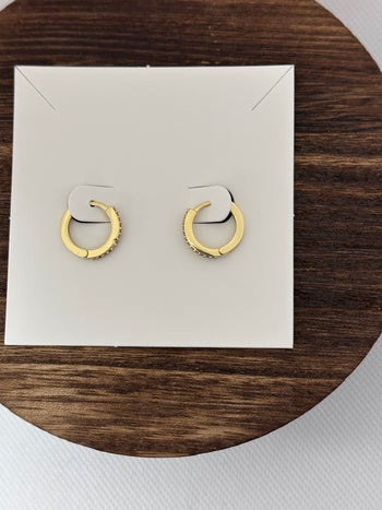 Lauren Kenzie CZ Huggie Hoop Earrings in Gold