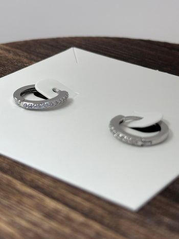 Lauren Kenzie CZ Huggie Hoop Earrings in Silver