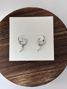 Lauren Kenzie Pearl Huggie Hoop Earrings in Silver