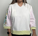 Easel Color Block Soft Washed Terry Knit Top in Vanilla Rose