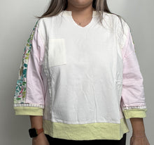 Load image into Gallery viewer, Easel Color Block Soft Washed Terry Knit Top in Vanilla Rose
