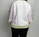Easel Color Block Soft Washed Terry Knit Top in Vanilla Rose
