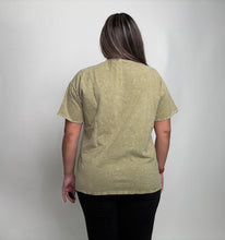 Load image into Gallery viewer, J.Her Mineral Washed Peace Sign Patched Top in Avocado
