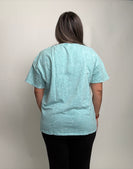 J.Her Mineral Washed Peace Sign Patched Top in Tiffany Blue