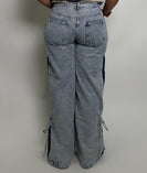 BiBi Denim Jeans with Contrasting Sides and String Bow Ties in Denim