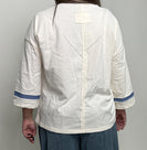 Easel Flower Patch Cotton Knit Tunic Top in Ivory