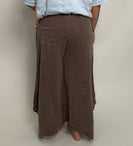 Easel Terry Knit Shark Bite Pants in Mocha