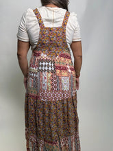 Load image into Gallery viewer, Easel Mixed Print Patchwork Overall Maxi Dress in Rust Brown
