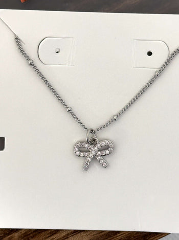 Lauren Kenzie CZ "AARON BOW" Necklace in Silver