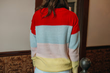 Load image into Gallery viewer, Sew in Love Multi Color Stripe Knit Sweater in Light Blue/Sunray
