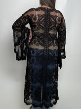 Load image into Gallery viewer, POL Long Sheer Embroidered Crochet Cardigan in Black
