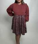 Wishlist Mixed Media Mini Dress in Merlot Combo